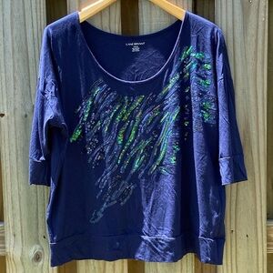 Lane Bryant Blue Sequin Dolman Top